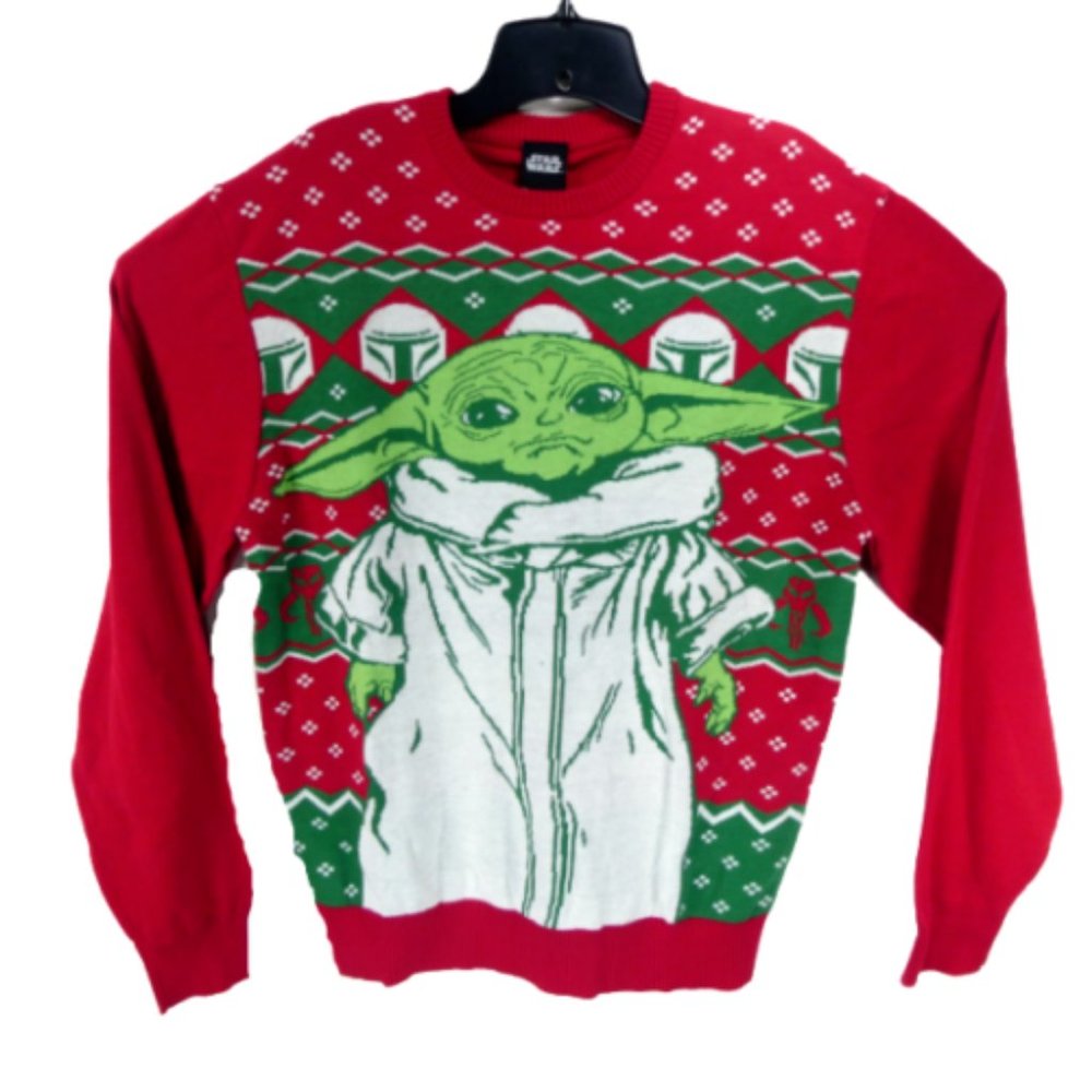 New Star Wars Mens L Mandalorian Christmas Holiday Ugly Sweater Grogu Baby Yoda